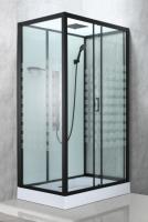 Luxoso cuarto de ducha con perfil negro y vidrio de impresión para Mordern