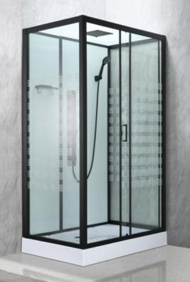 Luxrious Shower Room With Matt Black Profile And Printing Glass For Mordern