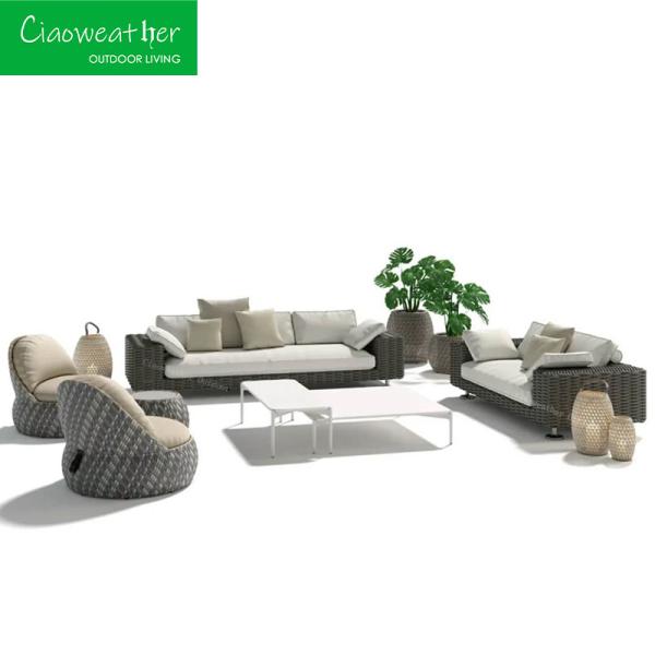 Modern Patio Furniture Aluminum Frame Garden Sofa Set for Outdoor Double Seating