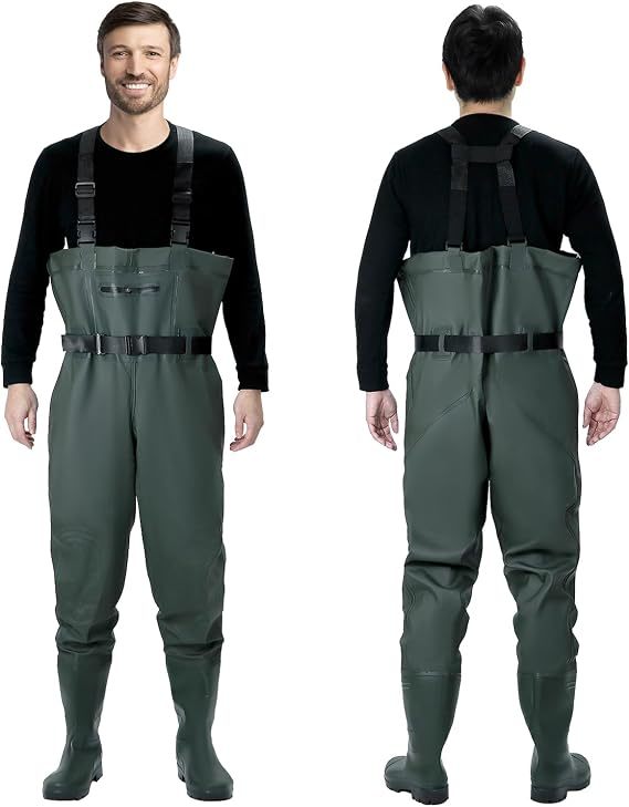 Adjustable Straps Fishing Waders Acid Alkali Resistant PVC Waders Waterproof For Anglers Hunters