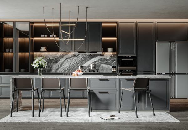 Classical High Gloss Lacquer Kitchen Cabinet with Big Storage