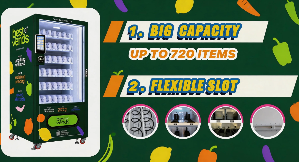 Snack and Drink Vending Machine with Card Reader Compact Design Space Saving Solution for Small Shops