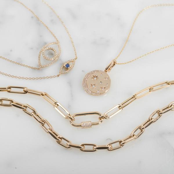 18K Gold Plated Large Paper Clip 925 Sterling Silver Oval Chain Necklace with OEM