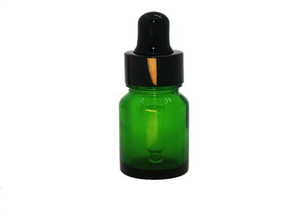 Green Essential Oil Cosmetic Dropper Bottles With Glass Pipet And Black Cap