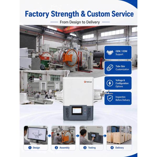 TENCAN MoSi2 Heating 1600C Vacuum Tube Furnace TC-16MT B Type Thermocouple Split Lab Oven 30-Segment Programmable Advanced