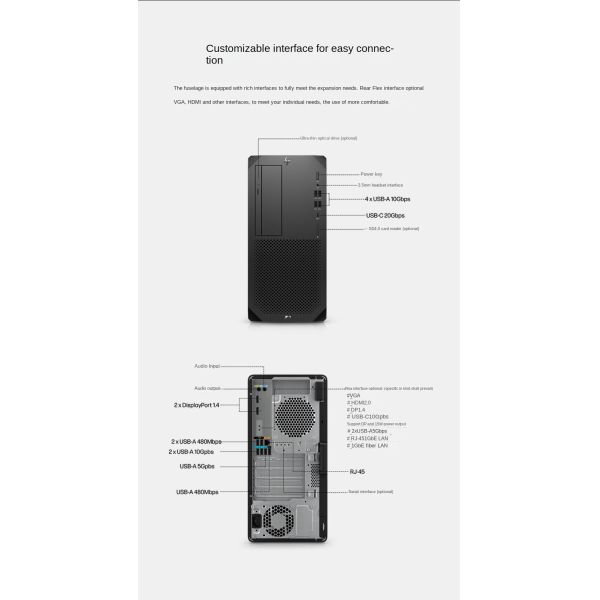 Z2 G9 500W HPE Workstation Intel Core 5-14500 8GB 1TB SATA HP Tower Workstation
