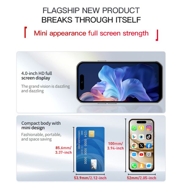 M17 Pro Mini Smartphone 4G Dual SIM 4.0'' HD Full Screen 2000mAh 2GB+16GB Android 12 Play Store