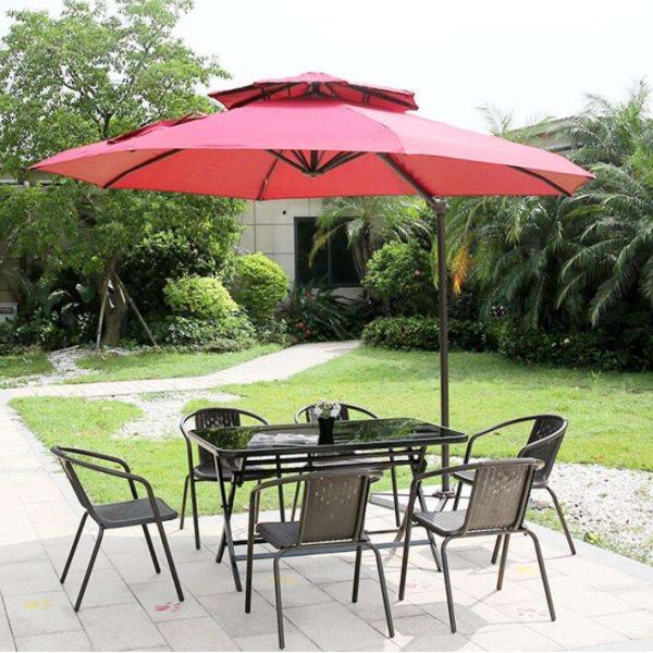 Parapluie en aluminium rouge parapluie en aluminium rotatif extérieur