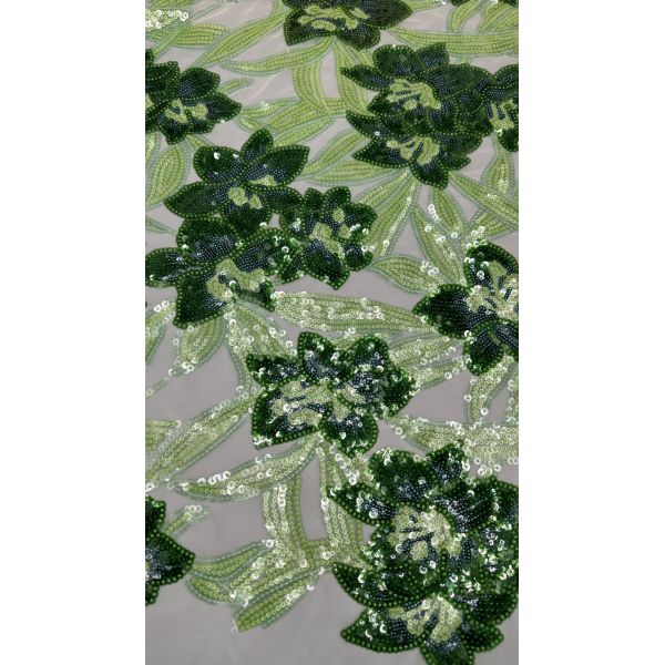 100% Polyester 3D Floral Fabric Sequin Elegant Shine Mesh Lace Fabric Luxury Occasion Evening Fabric