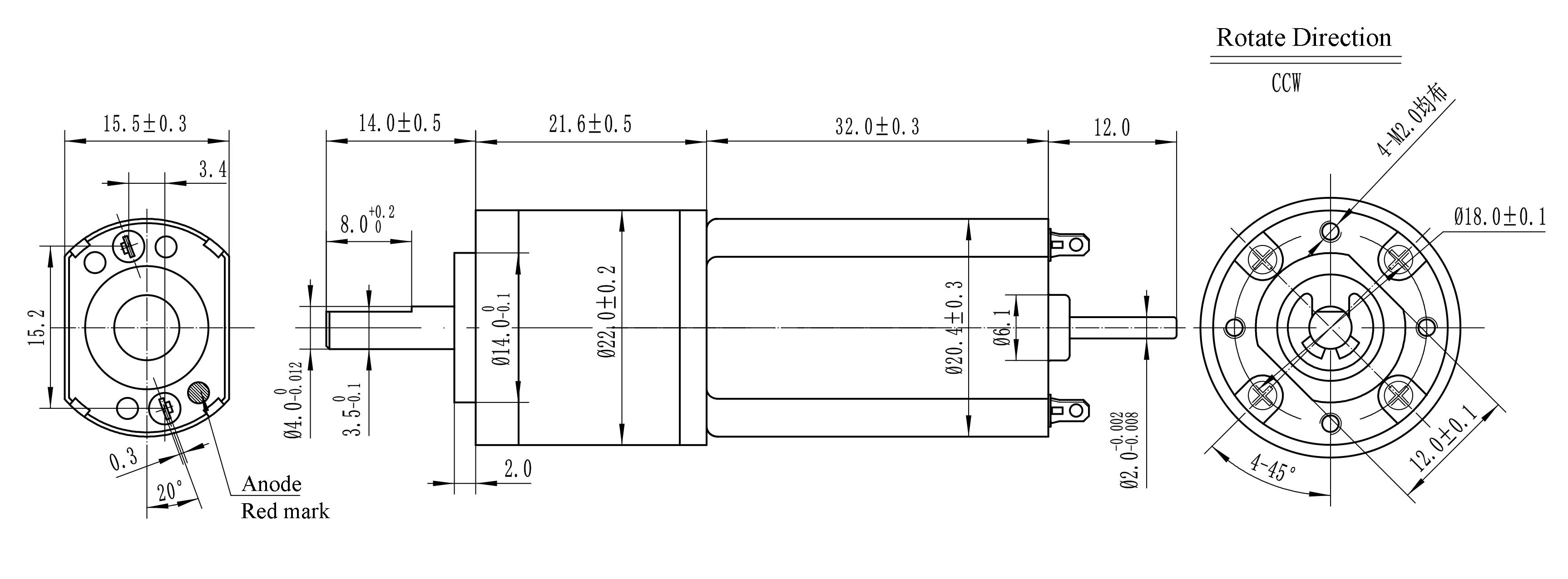 Сбережения космоса коробки передач мотора щетки DC наружного 84:1 mm 24V диаметра 22 микро-