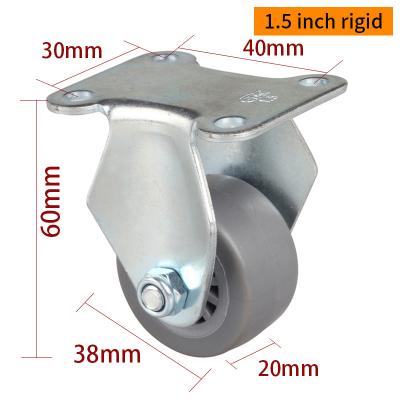 EDL Mini roues de roue de 1,5 pouce 30 kg TPE en plaque par type rigide, pivotant et frein