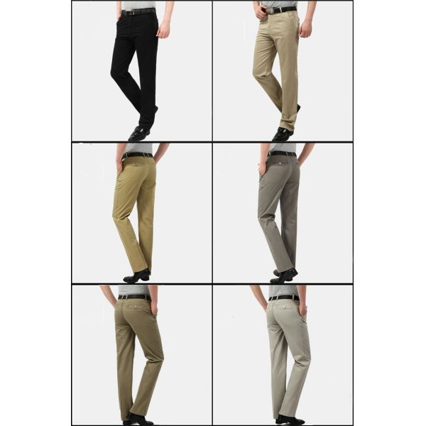 Pantalones de carga para hombres 2022 Primavera y verano Pantalones delgados de cintura alta recta del vestido de papá