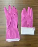 Luvas cor-de-rosa do látex do agregado familiar de Flocklined do pulverizador para a lavagem da louça
