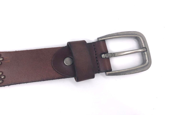 Обитый пояс панковского утеса заклепки реальный кожаный для цвета Брауна мужчины