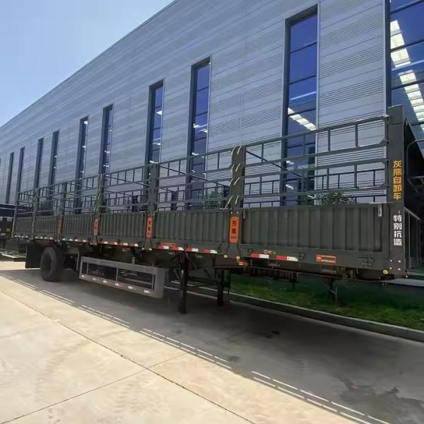Three Axles Side Wall Trailer Stake Fence Cargo Semi Trailer Semi Truck Trailer