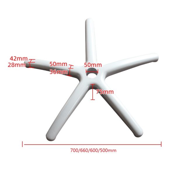 75 mm de base de chaise de bureau en alliage d'aluminium cinq étoiles