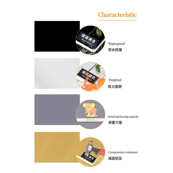 Hotel Light Luxury PET Decorative Bamboo Charcoal Wood Veneer Mirror Wall Panel