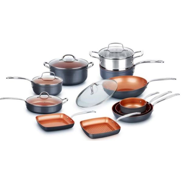 Pressed aluminum Red Copper Ceramic Non-Stick 10 Piece Cookware Set