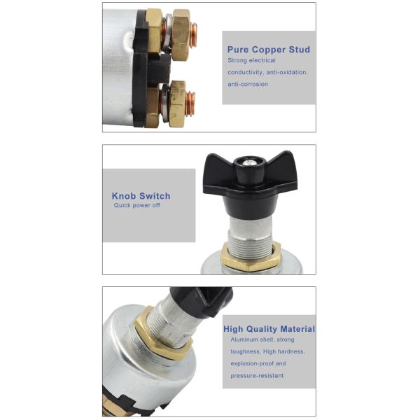 Marine RV ATV Car Battery Power Cut Off Switch 12-24V 200AMP Anti Leakage