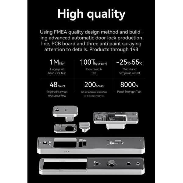 YAGU NEO Aluminum Alloy Biometric Wood Door Digital Fingerprint Lock With Camera Keyless Biometric Lock for Home Security TUYA