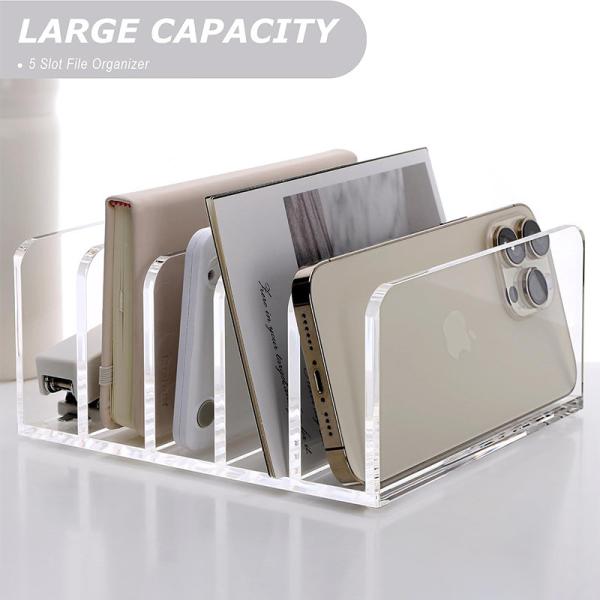 3 Section Desk Mail Organizer 5 Section Clear Lightweight Acrylic File Holder