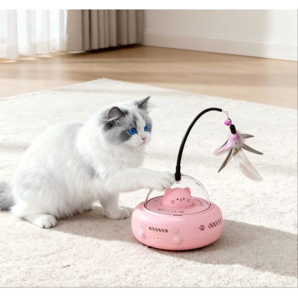 Adjustable Chicken Toy Automatic Laser Feather Bell Interactive Electric USB Rechargeable Safe Lifelike Taffeta Material