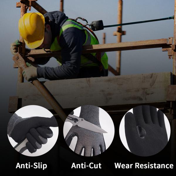 Custom Protection Nitrile Coated Gloves Thumb Saddle Touchscreen Work Gloves Design Outdoor