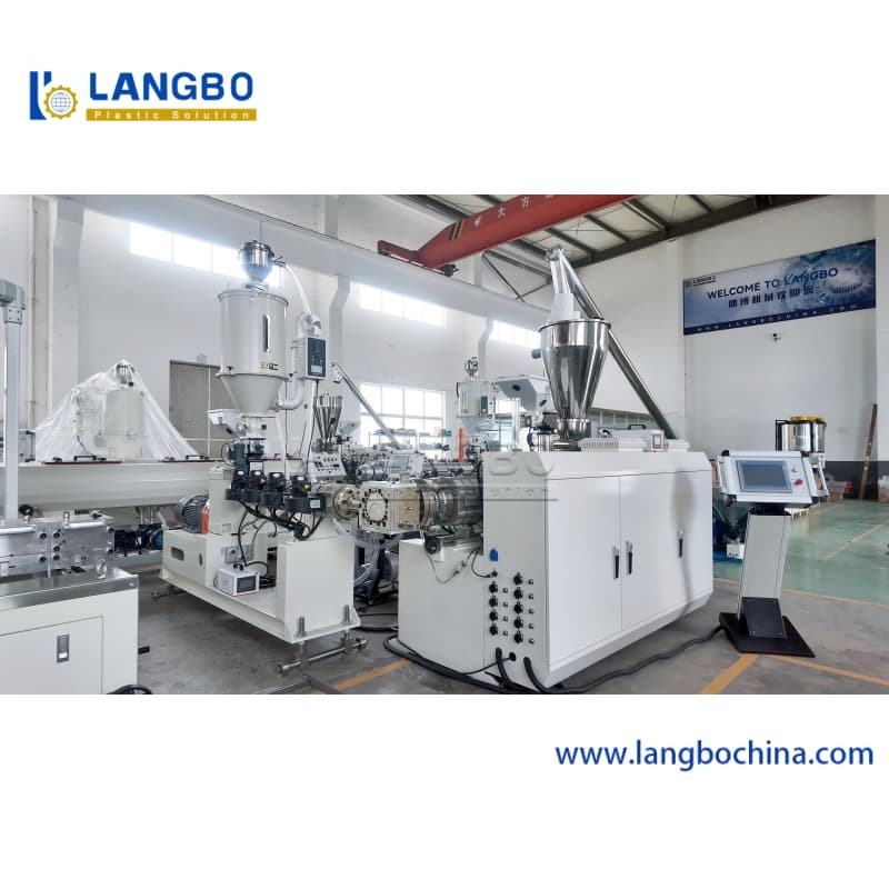 PVC Profile Extrusion Machine with Conical Twin Screw and PLC Control System for 250KG/H Capacity