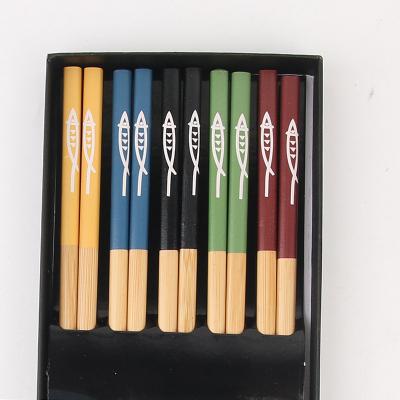 Portátil japonês de Ridge Pattern Reusable Wooden Chopsticks do agregado familiar