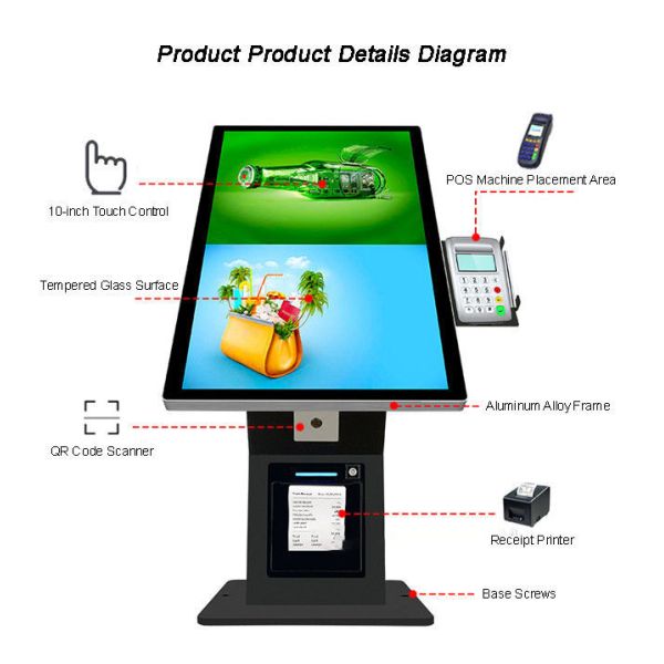 21.5 Inch Desktop Self-Service Touchscreen Ordering Machines Facial Recognition Function