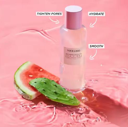 Toneur de visage de pastèque pour la peau sèche Minimisateur de pores Exfoliant facial doux Essence lumineuse Eau pour l' hydratation étroite