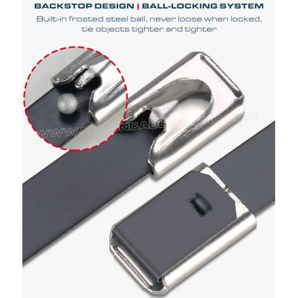 Attache câble acier inox 304 enduit de polyester coloré 12x300mm, serre-câble métallique inox 316 490lbs pour tuyaux