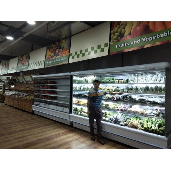 Длина охладителя Мултидек супермаркета роскошной открытой подгонянная вентиляторной системой охлаждения