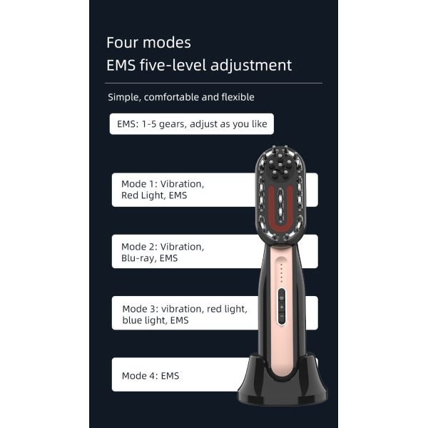 Multifunctional Electric Massage Comb Smart EMS Vibration Red Blue Light Face Body Skin Care Hair Growth