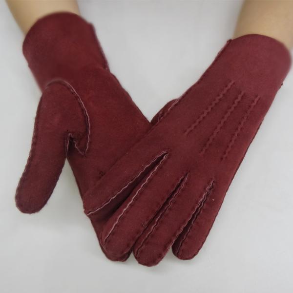 Wholesale High Quality Classic Women Sheep Skin Leather Lamb Fur Winter Warm Gloves