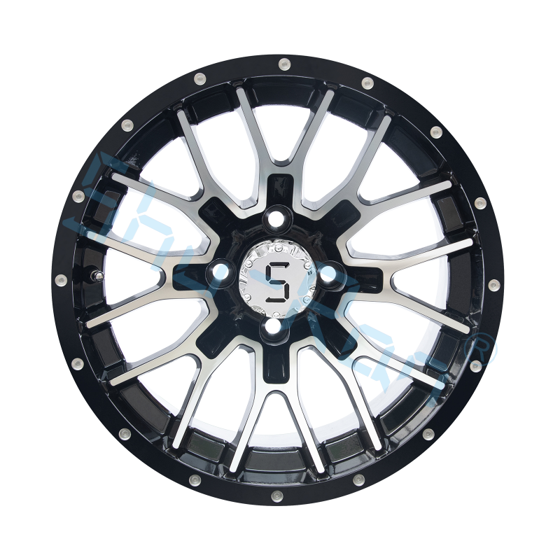 Exclusive 14 Inch Golf Cart Wheels Machined/ Glossy Black ET-25 Sample Service