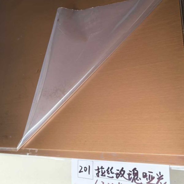 Stainless Steel Sheet 201 Grade Colour Sheet Rose Hairline Matte PVD Sheet Size:-122MM X 2240MM