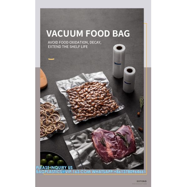 Transparent PA PE Plastic Storage Bags Vacuum Sealer Food Saver Roll 30m Embossed Vacuum Sealer Bags Packaging