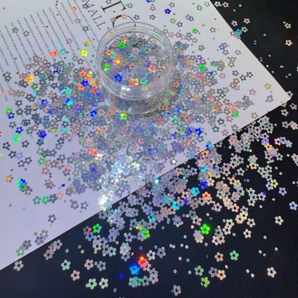 Polyester Plum Blossom Flowers Nail Art Glitter Sequins Acrylic Powder Star Heart Bulk Bagged Minimum 1kg with 3mm Sequins