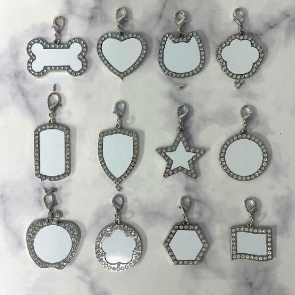 Etiquetas para perros de sublimación en blanco con acentos de corte de diamante Etiquetas personalizadas para mascotas para sublimación