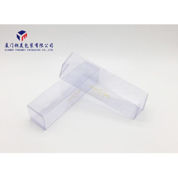 Non Toxic Clear PVC Packaging Boxes Light Weight Cover + Base Gold Hot Stamping
