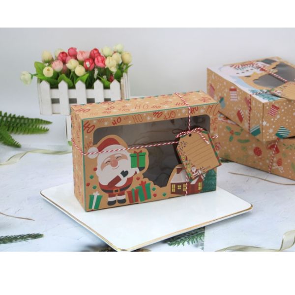 boîte 22*15*7cm à sucrerie de cadeau de fenêtre ouverte de PVC de Noël de papier de 250g emballage