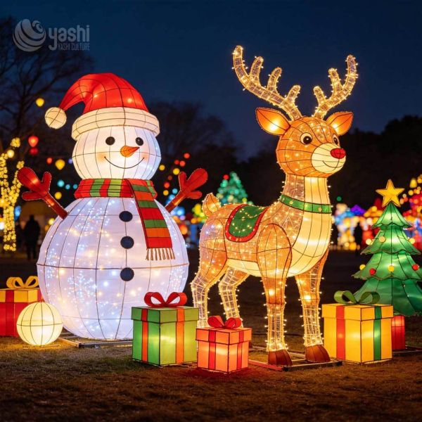 Custom Teddy Bear LED Lantern Sculpture Outdoor Waterproof for Urban Square Lighting