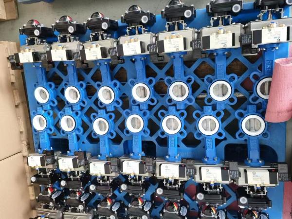 PTFE Sealing Pneumatic Butterfly Valve , Pneumatic Actuated Butterfly Valve DN25~DN1000