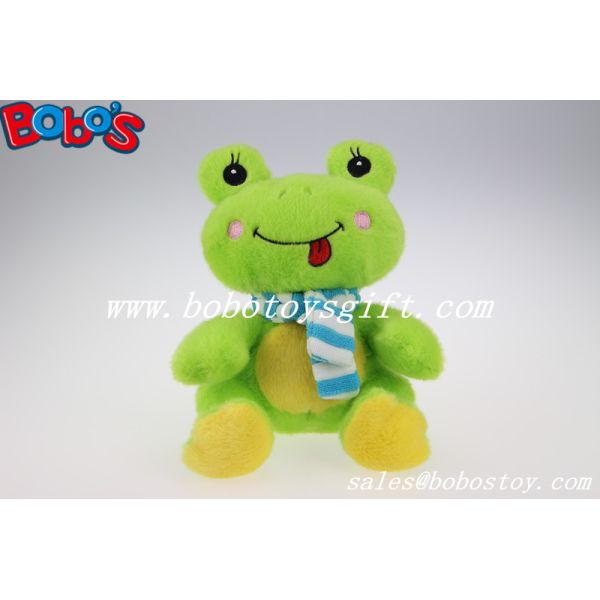 Lovely Cute Baby Stuffed Green Frog Animal With Blue Scarf