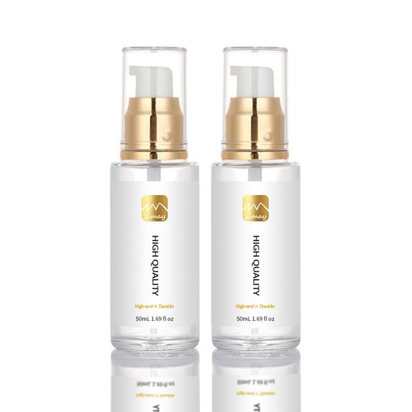 50ml Glass Luxury Matte Empty Cosmetics Serum Hair Oil Lotion Containers With Luxury Gold Top