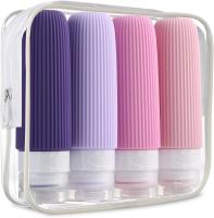 Ensemble de flacons de voyage en silicone violet étanches et réutilisables de 3 oz