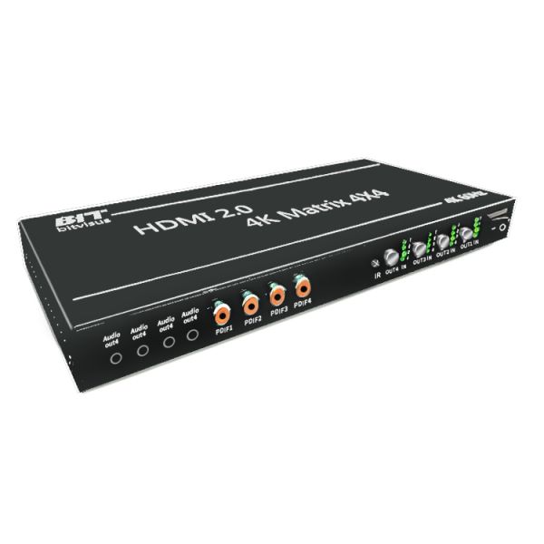 4K60 HDMI Matrix Switch 4 in 4 Out with HDMI 2.0 Support for Multi-Screen Control