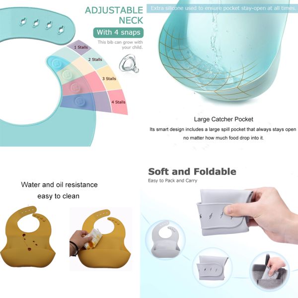 Adjustable Soft Silicone Waterproof Infant Bibs Baby Bibs For Newborns Washable