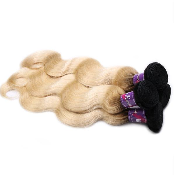 1b 613 two tone hair ombre hair weaves dark root blonde weave virgin brazilian  hair weft